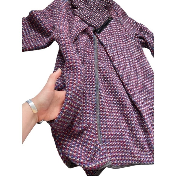 WOOL Blend Draped Oversized Tweed Laggen Look Outerwear Coat - Picture 7 of 12